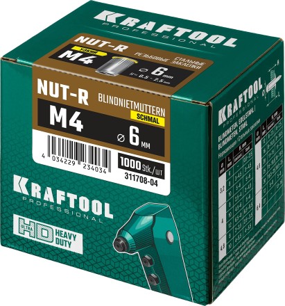 Заклепки резьбовые, уменьшенный бортик, KRAFTOOL 311708-04 купить в Нефтеюганске