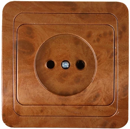 Розетка СВЕТОЗАР &quot;ГАММА&quot; без заземления, одинарная, цвет орех, 16А/~250В SV-54100-N купить в Нефтеюганске
