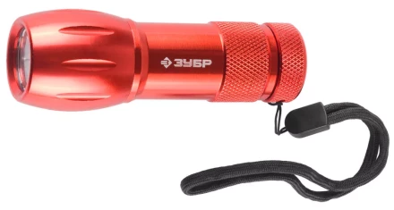 Фонарь ЗУБР &quot;МАСТЕР&quot; ручной, алюминиевый корпус, 9 светодиодов, 3ААА, красный 56213-R купить в Нефтеюганске