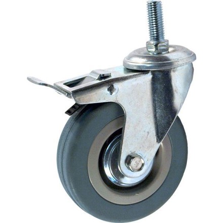 Аппаратное поворотное колесо с тормозом с болтом HITCH 75*20 резина серая SCtgb93 (SZ084829) купить в Нефтеюганске