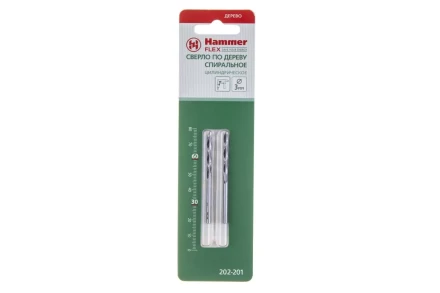 Сверло по дереву HAMMER Ф3х60мм (DR WD WR 3,0мм*60/30мм 2шт.) купить в Нефтеюганске