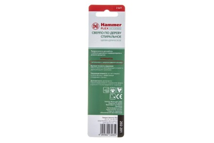 Сверло по дереву HAMMER Ф3х60мм (DR WD WR 3,0мм*60/30мм 2шт.) купить в Нефтеюганске