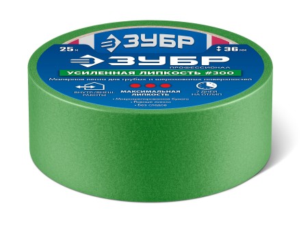 ЗУБР №300 36 мм х 25 м, для грубых и шероховатых поверхностей, малярная лента, Профессионал (12143-36) купить в Нефтеюганске