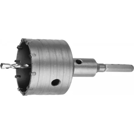 Коронка ЗУБР буровая, коническая посадка центрирующего сверла, шестигранный хвостовик, в сборе, 80мм 2917-80_z01 купить в Нефтеюганске