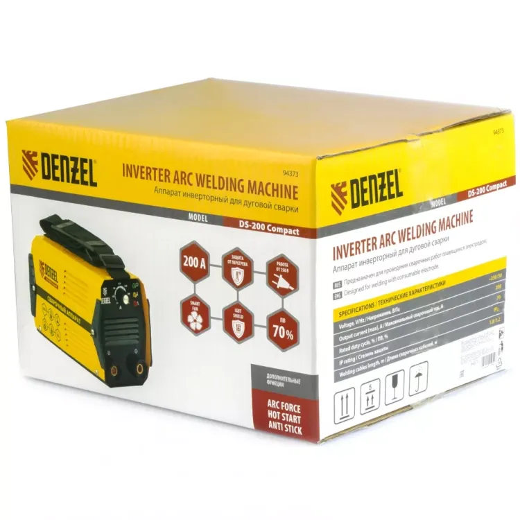 Аппарат инверторный дуговой сварки DENZEL DS-200 Compact 94373 купить в Нефтеюганске