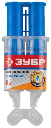 Клей ЗУБР эпоксидный, в двойном шприце, на блистере, 6 мл 41952 купить в Нефтеюганске