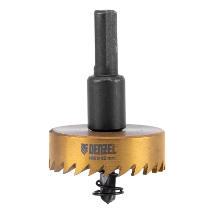 Коронка по металлу HSS, 42 мм, нитридтитановое покрытие Denzel 724114 купить в Нефтеюганске