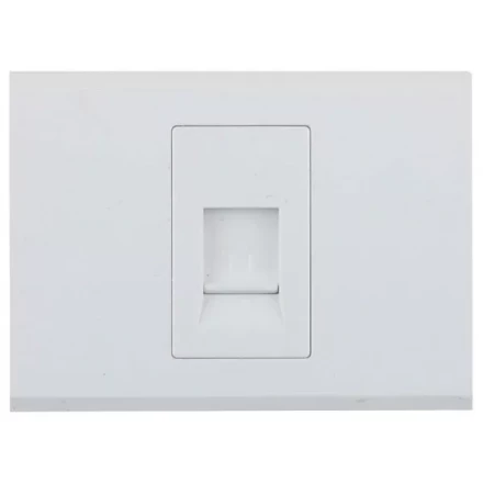 Розетка СВЕТОЗАР &quot;ЭФФЕКТ&quot; телефонная, одинарная, без вставки и рамки, цвет белый SV-54417-W купить в Нефтеюганске
