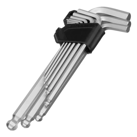 Набор ключей имбусовых Сибртех, HEX, 2-12 мм, CrV, 9 шт., удлиненные, с шаром, 123657 купить в Нефтеюганске