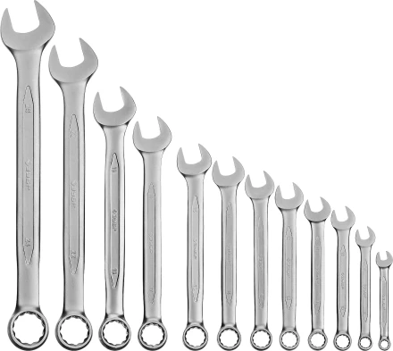 Набор ЗУБР &quot;ПРОФИ&quot;: Ключ гаечный комбинированный, Cr-V сталь, хромированный, 6-24мм, 12шт 27028-H12 купить в Нефтеюганске