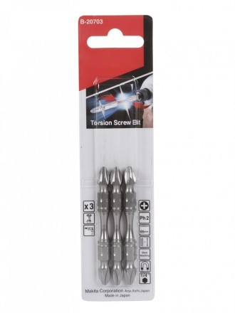 Биты Makita PH2 65мм 3шт, 2-х сторонние (B-20703) купить в Нефтеюганске