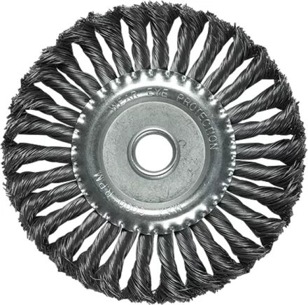 Щетка для УШМ 125 мм, посадка 22,2 мм, плоская, крученая металлическая проволока  MATRIX 74632 купить в Нефтеюганске