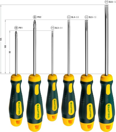 Набор отверток X-Drive, KRAFTOOL 250081-H6, Cr-Mo-V сталь, 6шт 250081-H6 купить в Нефтеюганске