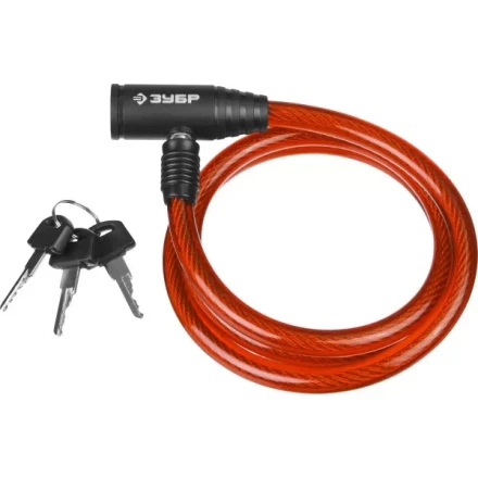 Замок ЗУБР &quot;МАСТЕР&quot;, тросовый, 3 ключа в комплекте, длина троса 950мм, d 10мм 37263-95 купить в Нефтеюганске