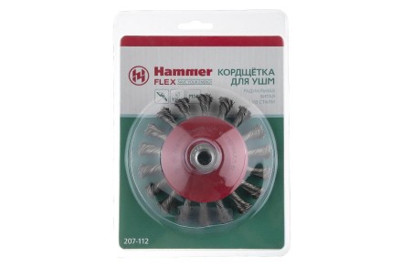 Кордщетка HAMMER тарелка 115мм для УШМ витая сталь (207-112) купить в Нефтеюганске