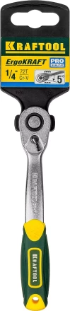 Трещотка для торцовых головок KRAFTOOL &quot;PRO&quot;, Сr-V сталь, 72 зубца, изогнутая, 1/4&quot; 27795-1/4_z02 купить в Нефтеюганске