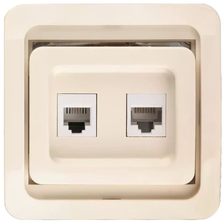 Розетка СВЕТОЗАР &quot;ГАММА&quot; комбинированная, телефонная + компьютерная, цвет бежевый SV-54119-B купить в Нефтеюганске