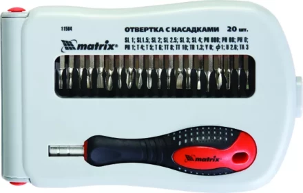 Отвертка для точных работ с насадками Fusion 22 пр. в пласт. пенале  Matrix 11584 купить в Нефтеюганске