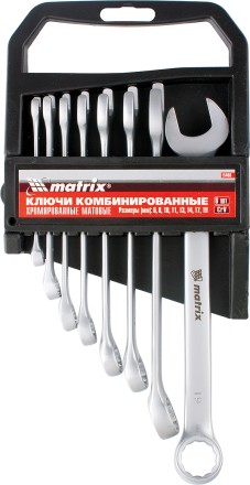 Набор ключей комбинированных 6 - 17 мм 6 шт. CrV матовый хром MATRIX 15402 купить в Нефтеюганске
