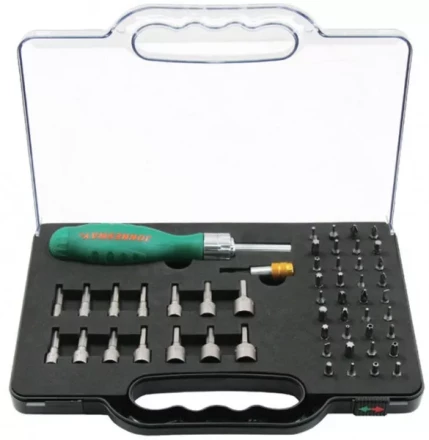 Отвертка трещоточная с набором бит и насадок 52 предмета DR0152S   Jonnesway 48820 купить в Нефтеюганске