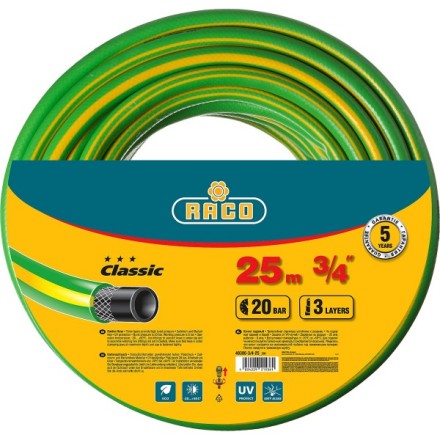 Шланг RACO CLASSIC поливочный, 20атм., армированный, 3-х слойный, 3/4&quot;х25м 40306-3/4-25_z01 купить в Нефтеюганске