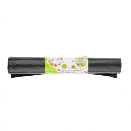 Пакеты для мусора 120 л 10 шт пвд прочные черные длинный ролик Elfe 92726 купить в Нефтеюганске