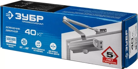 Доводчик дверной ЗУБР &quot;ПРОФЕССИОНАЛ&quot; для дверей массой до 40 кг цвет белый 37911-50 купить в Нефтеюганске