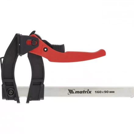 Струбцина реечная быстрозажимная пластиковый корпус рычажно-храповой механизм 160 х 90 х 240 мм штанга 5 х 20 мм Matrix 20735 купить в Нефтеюганске