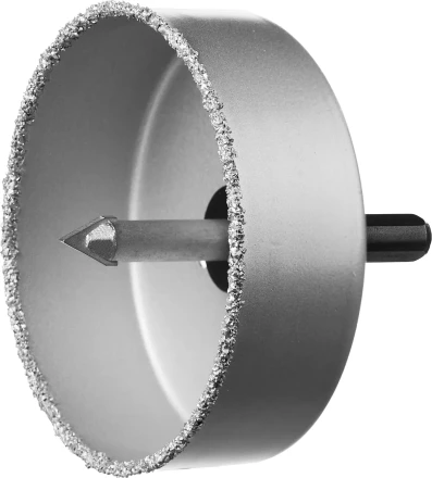 Коронка-чашка ЗУБР "ПРОФЕССИОНАЛ" c карбид-вольфрамовым нанесением, 89 мм, высота 25 мм, в сборе с державкой и сверлом 33360-089_z01 купить в Нефтеюганске