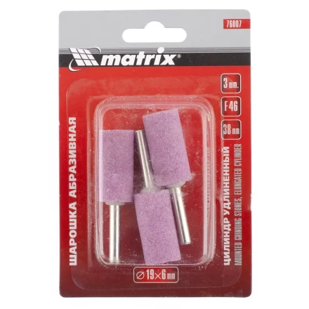 Шарошка абразивная цилиндр удлиненный 19 x 38 x 6 мм F46 3 штуки MATRIX 76007 купить в Нефтеюганске