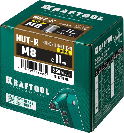 Заклепки резьбовые, уменьшенный бортик, KRAFTOOL 311708-08 купить в Нефтеюганске