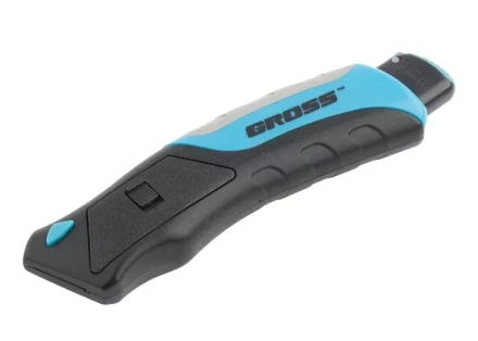 Нож ремонтно-монтажный, трехкомпонентная рукоятка, кнопочный авто выброс/возврат лезвия, 175 мм + 5 з.л GROSS 78879 купить в Нефтеюганске