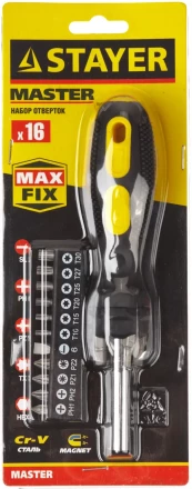 Набор STAYER &quot;MASTER&quot;: Отвертка-битодержатель, биты 25мм 15шт, 16 предметов 2545-H5_z01 купить в Нефтеюганске