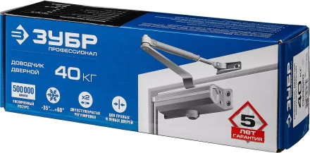 Доводчик дверной ЗУБР для дверей массой до 100 кг цвет серебро 37910-100 купить в Нефтеюганске