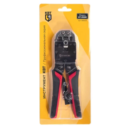 Кримпер многофункциональный КВТ HT-106E с 3 встроенными модулями для обжима RJ-45, RJ-12, RJ-11 (86603) купить в Нефтеюганске