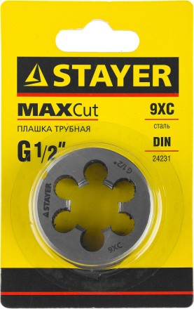 Плашка круглая ручная STAYER &quot;MASTER&quot;, сталь 9ХС, для трубной резьбы G 1/2`` 28029-1/2 купить в Нефтеюганске