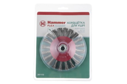 Кордщетка HAMMER тарелка 125мм для УШМ витая сталь (207-113) купить в Нефтеюганске