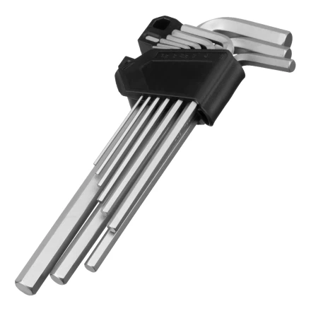 Набор ключей имбусовых, HEX, 1,5-10 мм, CrV, 9 шт., удлиненные Сибртех 123687 купить в Нефтеюганске