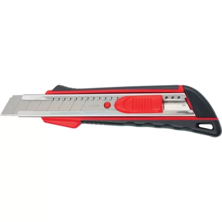 Нож 18мм, выдвижное лезвие, металлическая направляющая, эргономичная двухкомпонентная рукоятка MATRIX 78933 купить в Нефтеюганске