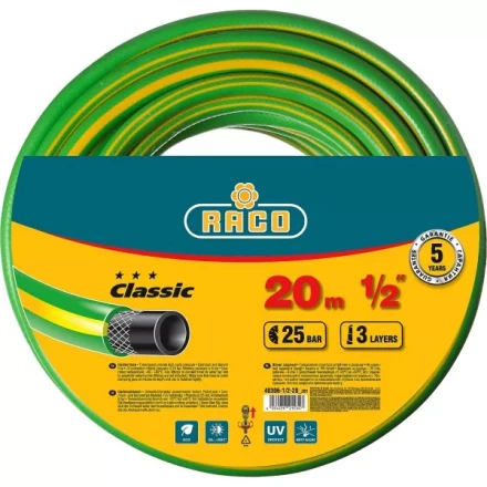 Шланг RACO CLASSIC поливочный, 25атм., армированный, 3-х слойный, 1/2&quot;х20м 40306-1/2-20_z01 купить в Нефтеюганске