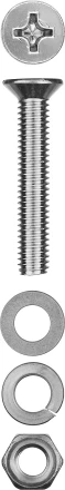 Винт (DIN965) в комплекте с гайкой (DIN934), шайбой (DIN125), шайбой пруж. (DIN127), M6 x 40 мм, 8 шт, ЗУБР 303456-06-040 купить в Нефтеюганске