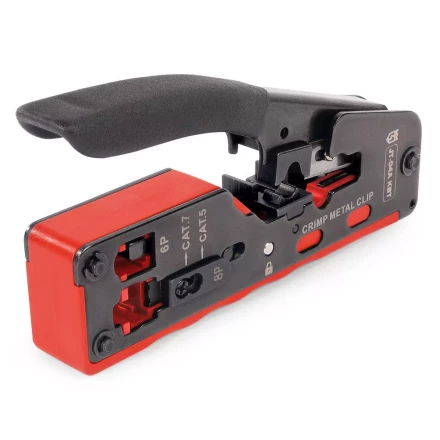 Кримпер многофункциональный КВТ JT-04А с 2 встроенными модулями для обжима RJ-45 (Cat 7), RJ-12, RJ-11 (89439) купить в Нефтеюганске