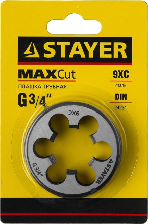 Плашка круглая ручная STAYER &quot;MASTER&quot;, сталь 9ХС, для трубной резьбы G 3/4`` 28029-3/4 купить в Нефтеюганске