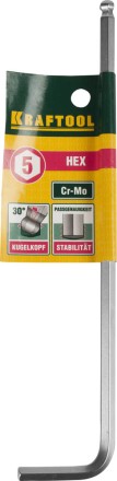 Ключ KRAFTOOL &quot;INDUSTRIE&quot; имбусовый, длинный c шариком, Cr-Mo, хромосатинированное покрытие, HEX 5 27437-5 купить в Нефтеюганске