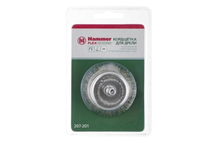 Кордщетка HAMMER чаша 50мм для дрели гофрированная латунированная сталь (207-201) купить в Нефтеюганске