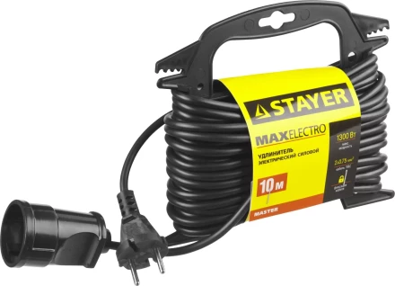 Удлинитель электрический &quot;MAXElectro&quot; на маленькой рамке, 10 м, 1 гнездо, STAYER 55014-10 купить в Нефтеюганске