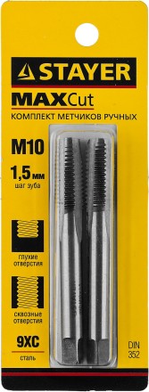 Комплект метчиков STAYER &quot;MASTER&quot;, сталь 9ХС, М10х1,5, 2 шт 28025-10-1.5-H2 купить в Нефтеюганске