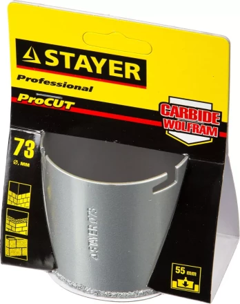 Коронка STAYER &quot;PROFESSIONAL&quot; кольцевая с карбидно-вольфрамовой крошкой, d=73мм 33345-73 купить в Нефтеюганске