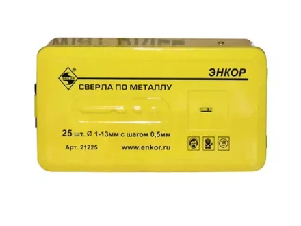 Набор сверл д/мет. 25шт 1-13/шаг0,5мм 9524 1/20 ЭНКОР 21225 купить в Нефтеюганске