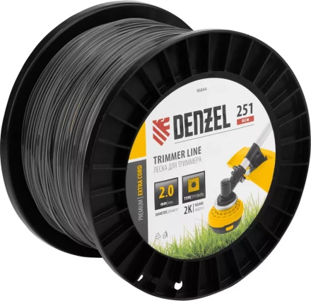 Леска для триммера двухкомпонентная квадрат, 2,0мм х 251м, на DIN катушке EXTRA CORD// Denzel 96844 купить в Нефтеюганске